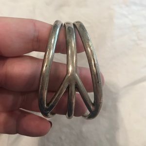 Lucky brand peace sign silver cuff bracelet